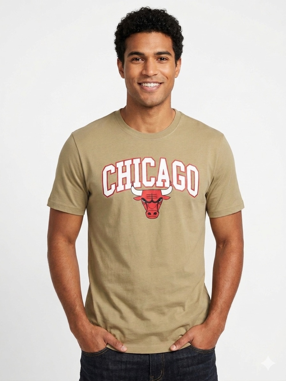 NBA Chicago Bulls NWT Graphic Khaki T‑Shirt  
Size Medium